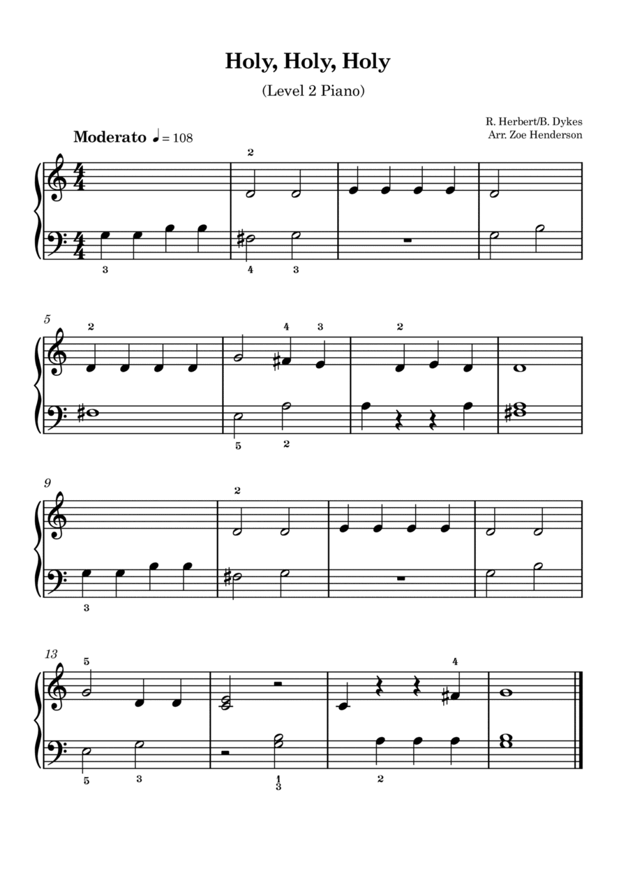 Holy Holy Holy (Traditional) - Beginner Piano (Level2) (arr. Zoe Henderson)