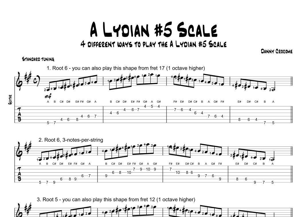 A Lydian #5 Scale (4 Ways to Play)