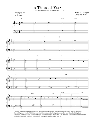 A Thousand Years (arr. Jo Araujo)