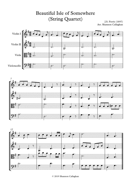 Beautiful Isle of Somewhere - String Quartet (arr. Shannon Callaghan)