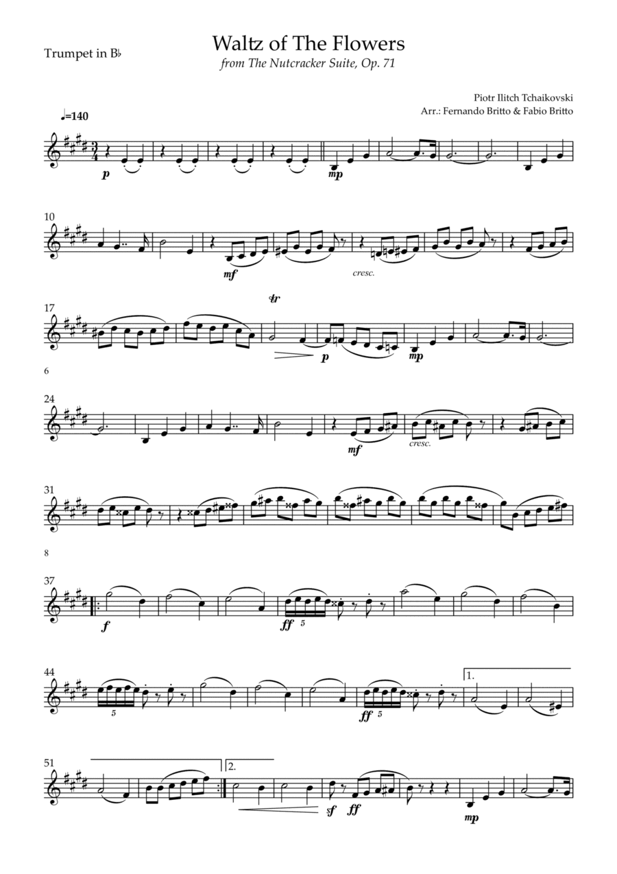 Waltz of The Flowers - from Nutcracker (P. I. Tchaikovsky) for Trumpet in Bb Solo (arr. Fabio Britto)