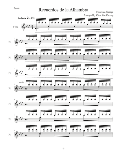 Recuerdos de la Alhambra in F minor (arr. ChunYan Cheung)