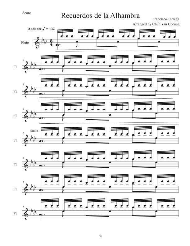Recuerdos de la Alhambra in F minor (arr. ChunYan Cheung)