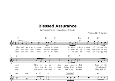 Blessed Assurance (Key of F Major) (arr. R. Salvario)