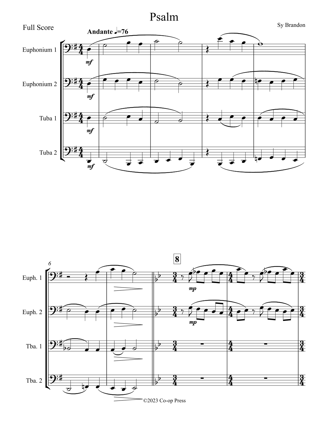 Psalm for Tuba/Euphonium Quartet