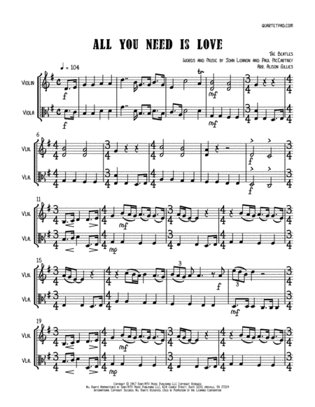 All You Need Is Love (arr. Alison Gillies)