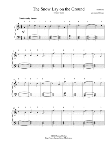 The Snow Lay on the Ground - for easy piano (arr. Samuel Stokes)