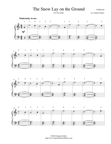 The Snow Lay on the Ground - for easy piano (arr. Samuel Stokes)