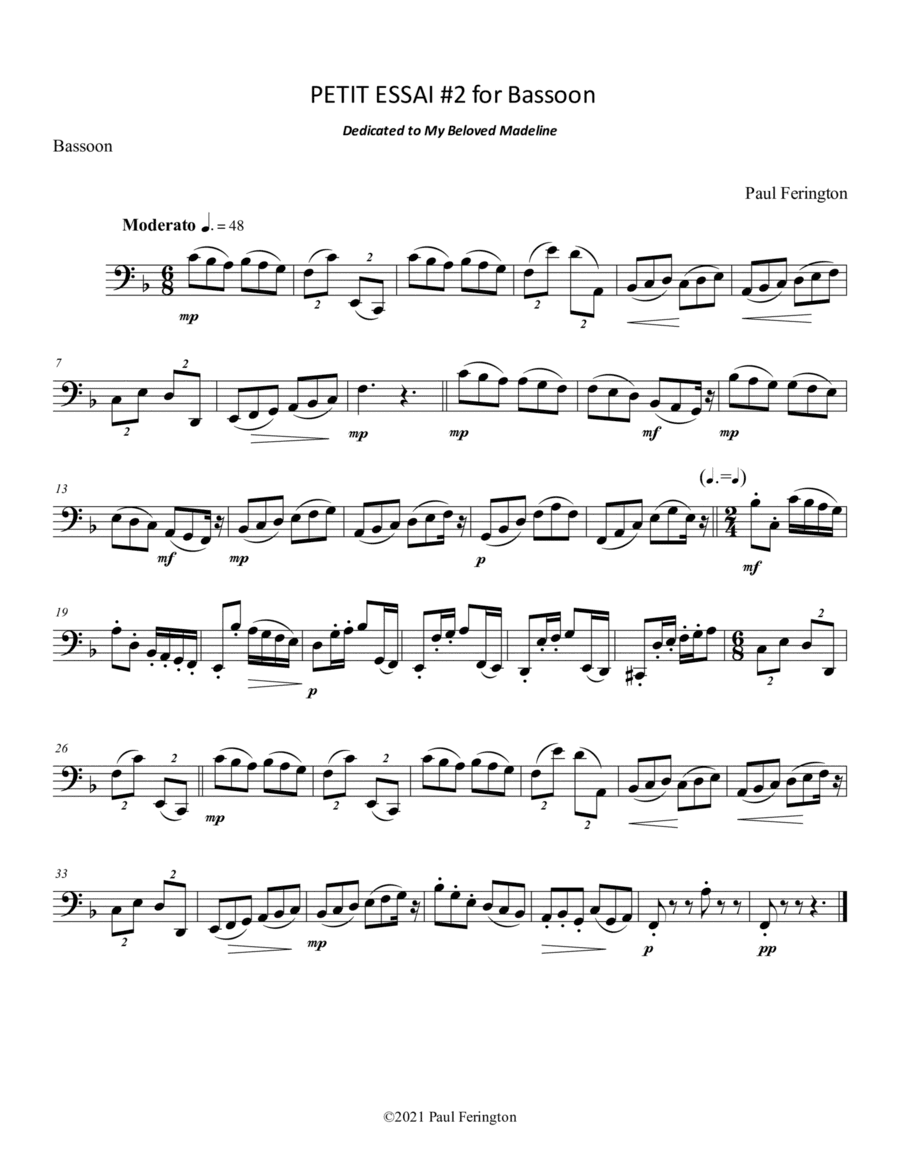 PETIT ESSAI #2 for Unaccompanied Bassoon