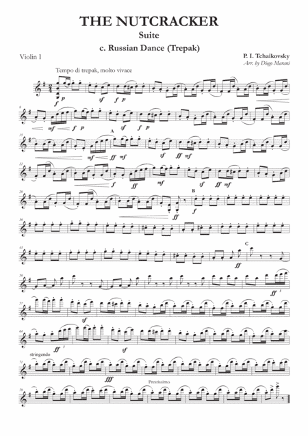 "Russian Dance" from Nutcracker Suite for String Quartet (arr. Diego Marani)