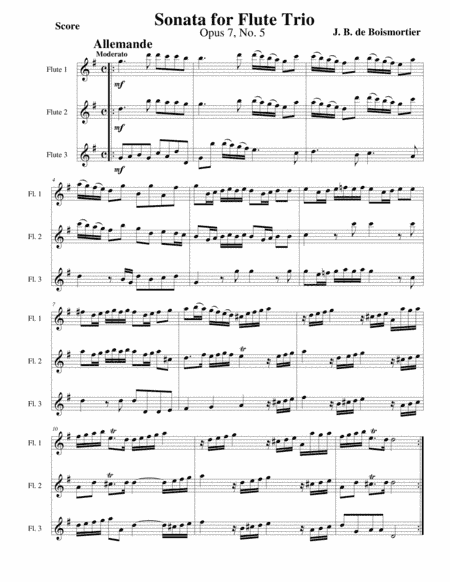 Flute Sonata, Opus 7 No 5 (arr. Gary Bricault)