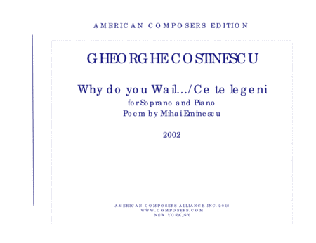[Costinescu] Why do you Wail.../Ce te legeni