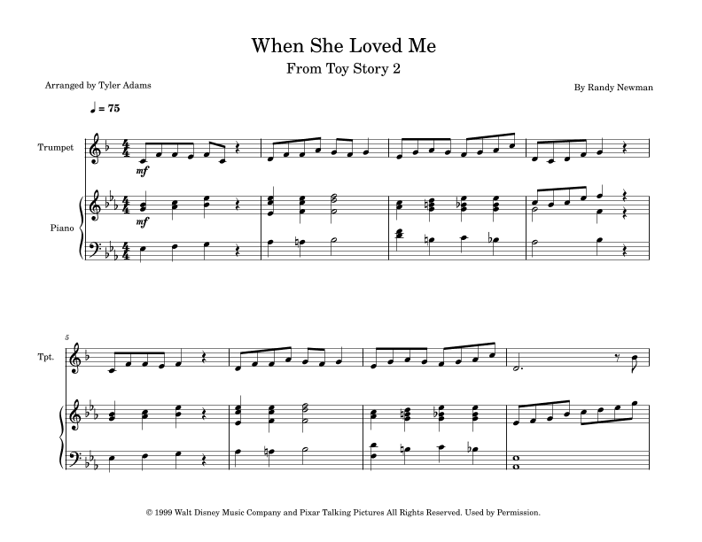 When She Loved Me (arr. Tyler Adams)