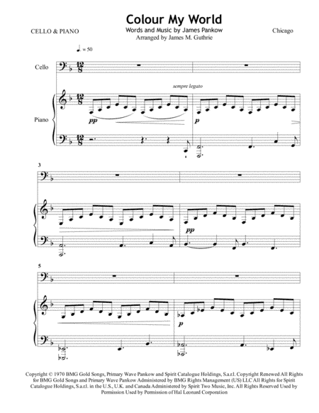 Colour My World (arr. James M. Guthrie, ASCAP)