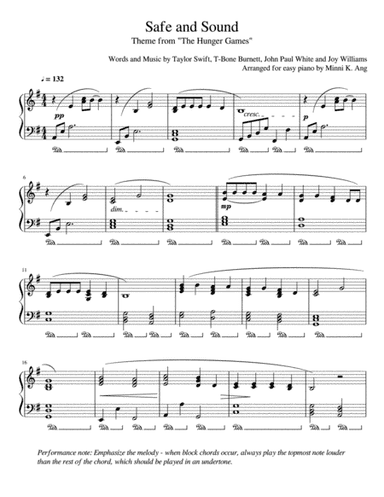 Safe And Sound (arr. Minni K. Ang)