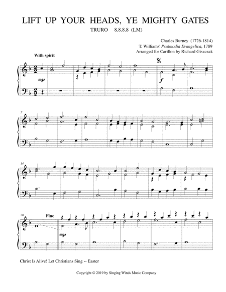 Lift Up Your Heads, Ye Mighty Gates (TRURO) (arr. Richard Giszczak)