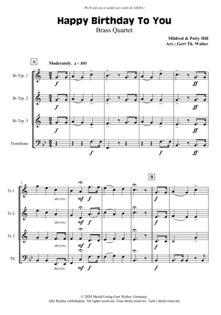 Happy Birthday To You (arr. Gert Th. Walter)