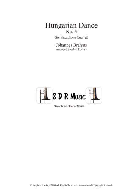 Hungarian Dance No.5 for Saxophone Quartet (arr. Stephen Rockey)