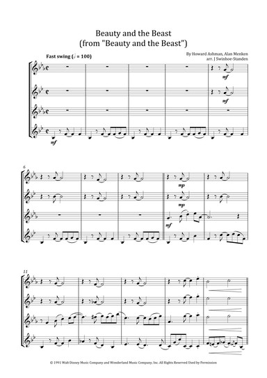 Beauty And The Beast (arr. J Swinhoe-Standen)