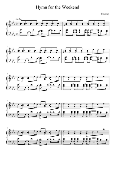 Hymn For The Weekend (arr. Coldplay)