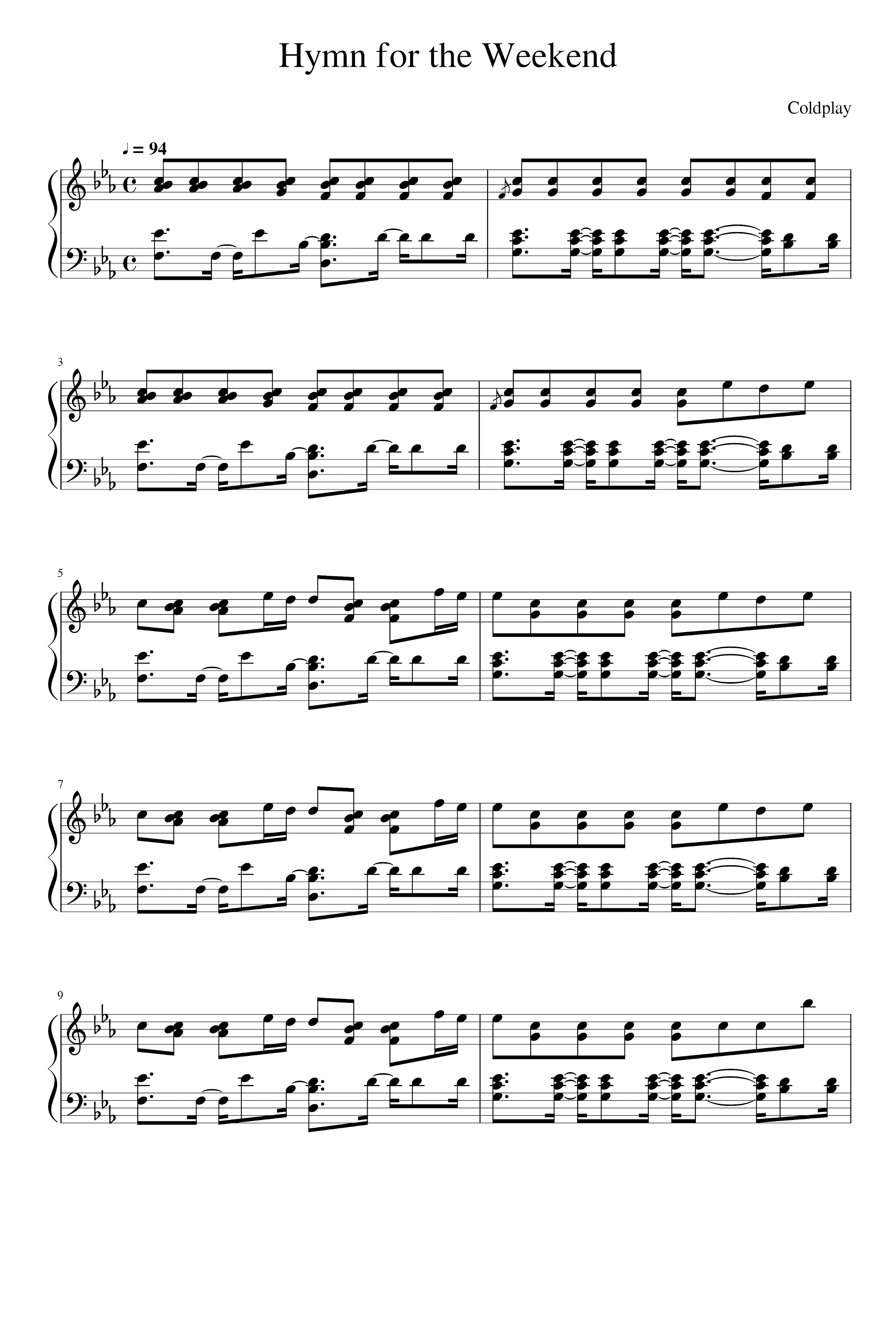 Hymn For The Weekend (arr. Coldplay)