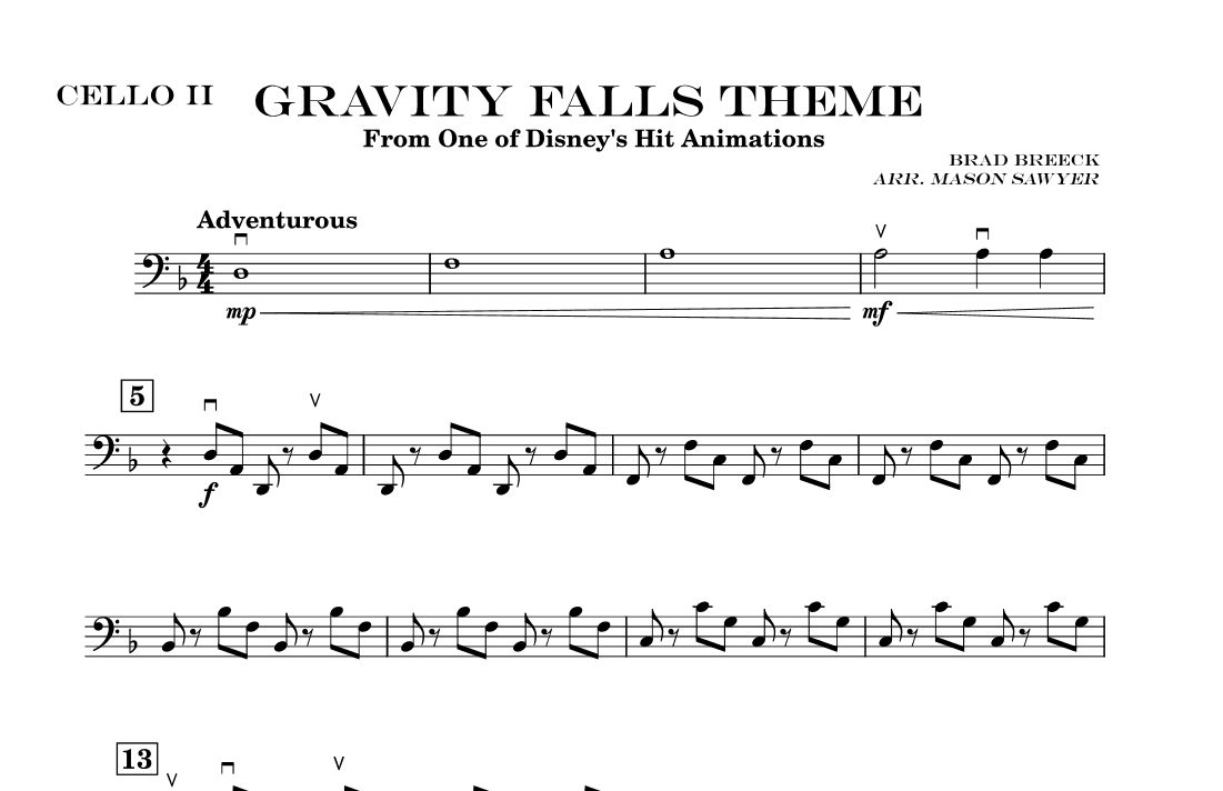 Gravity Falls (main Theme) - Score Only (arr. Mason Sawyer)