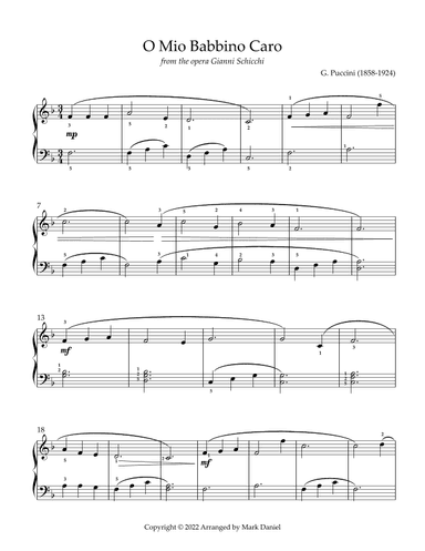 O Mio Babbino Caro (arr. Mark Daniel)