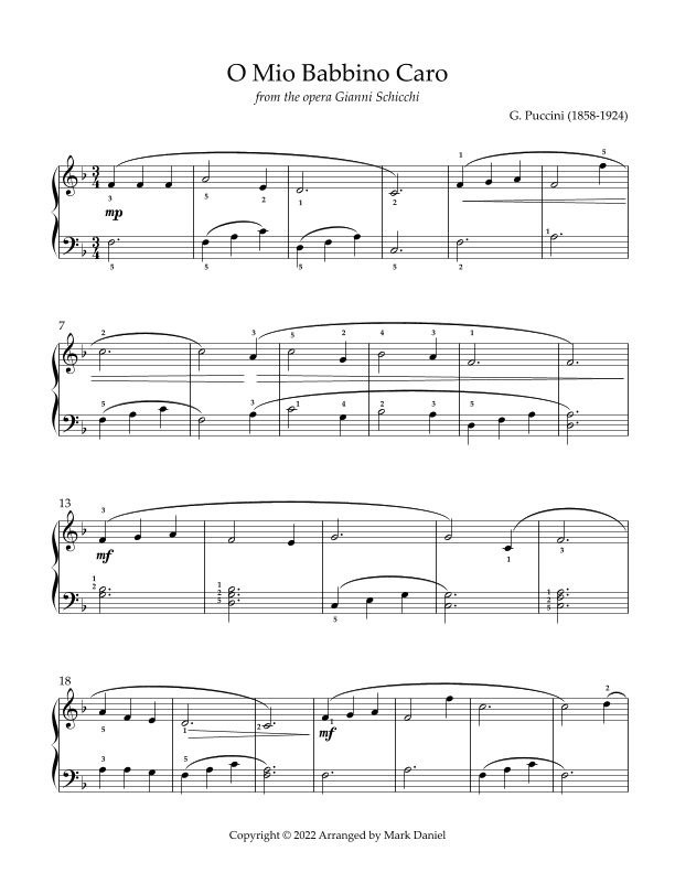 O Mio Babbino Caro (arr. Mark Daniel)