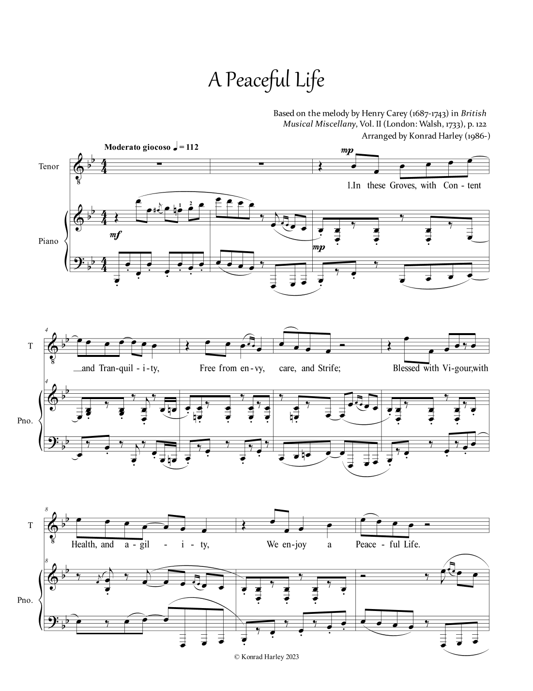 A Peaceful Life (arr. Konrad Harley (1986-))