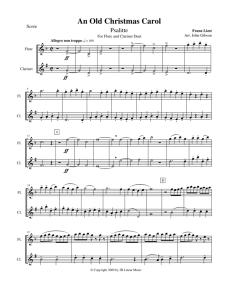 Franz Liszt "Christmas Tree Suite" for Flute and Clarinet Duet (arr. John Gibson)