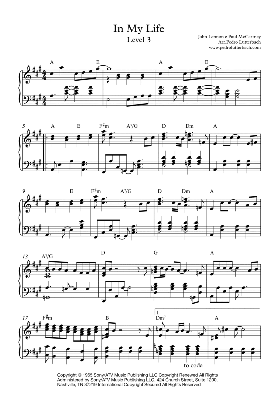 In My Life (arr. Pedro Lutterbach)