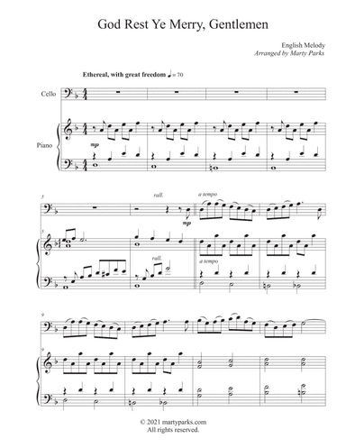 God Rest Ye Merry, Gentlemen (Cello-Piano) (arr. Marty Parks)
