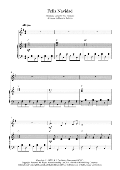 Feliz Navidad (arr. Kaiserin Rebecca)