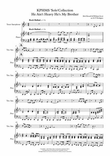 He Ain't Heavy, He's My Brother (arr. Kevin P Holdgate)