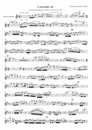 I surrender all (tenor sax) (arr. David Kocijan)