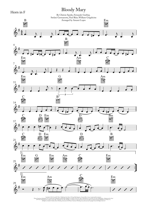 Bloody Mary (arr. Amauri Lopes)