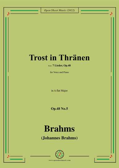 Brahms-Trost in Thränen,Op.48 No.5 in A flat Major (arr. OSM Press)