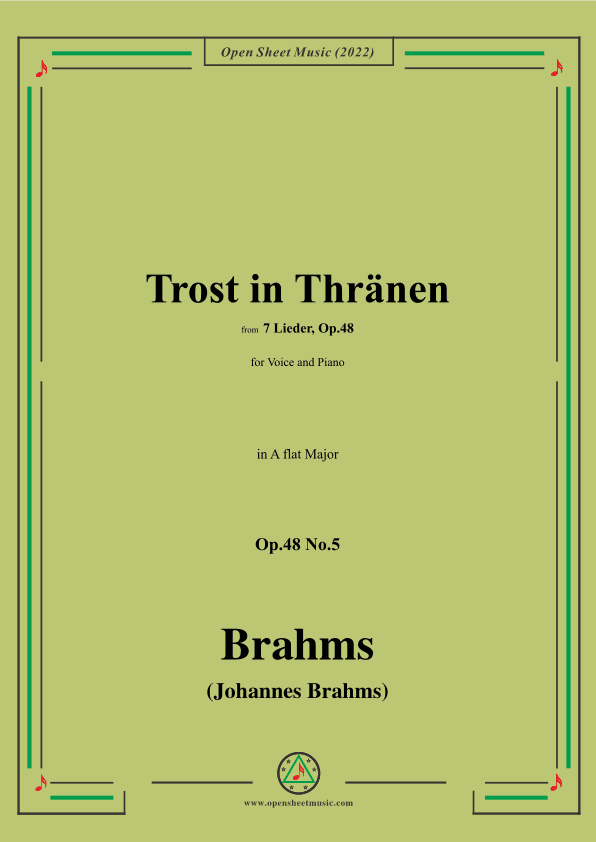 Brahms-Trost in Thränen,Op.48 No.5 in A flat Major (arr. OSM Press)