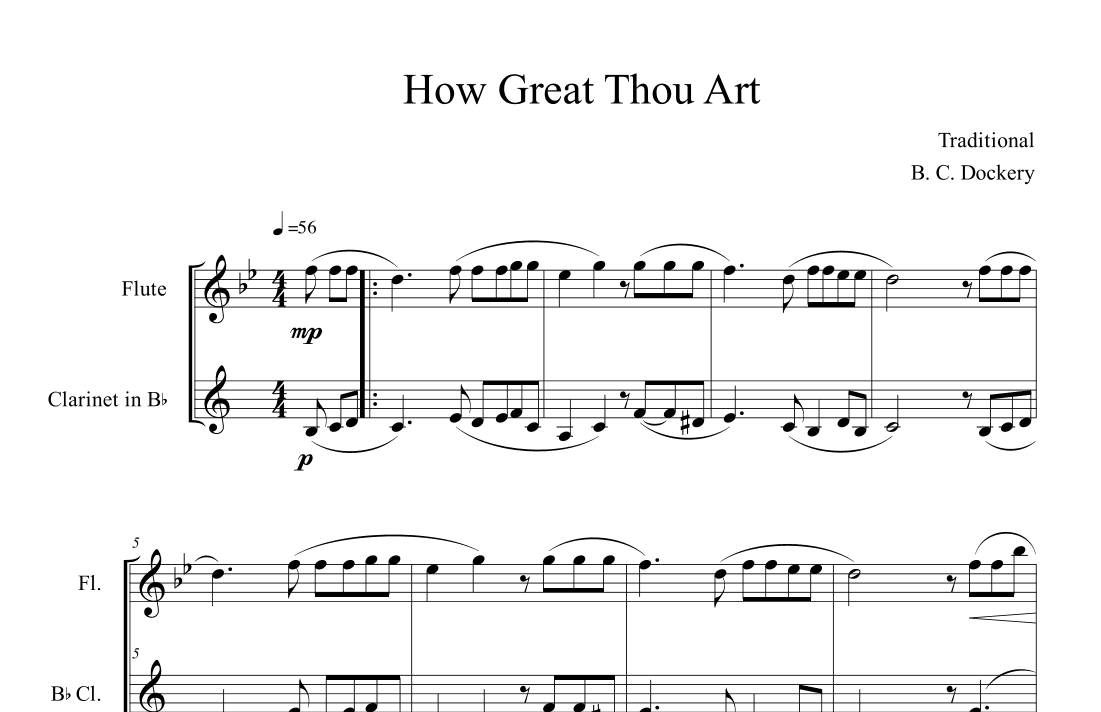 How Great Thou Art (Flute and Clarinet Duet) (arr. B. C. Dockery)