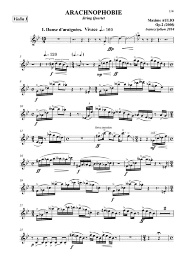 Arachnophobia, for string quartet - set of parts