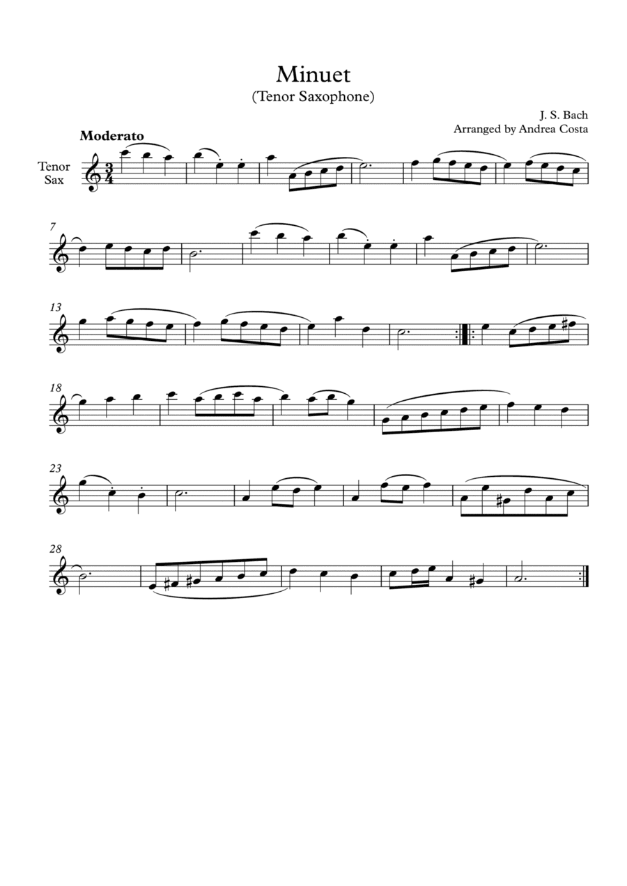 Minuet in G Minor (arr. Andrea Costa)