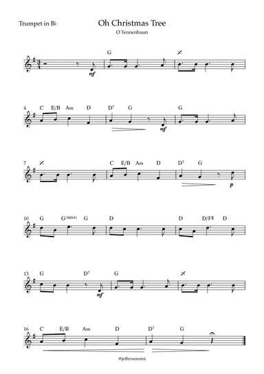 Oh Christmas Tree (O Tennenbaun) - Trumpet Bb and chords (arr. Jefferson Sini)
