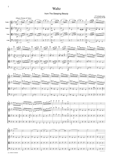 Tchaikowsky  Waltz from The Sleeping Beauty, for string quartet, CT003 (arr. FCMUSIC)
