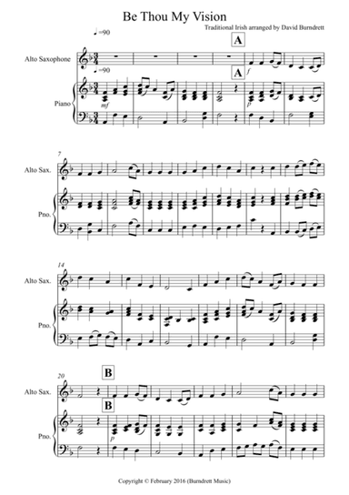 Be Thou My Vision for Alto Saxophone and Piano (arr. David Burndrett)