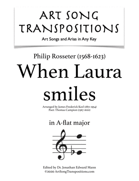 ROSSETER: When Laura smiles (transposed to A-flat major) (arr. James Frederick Keel)