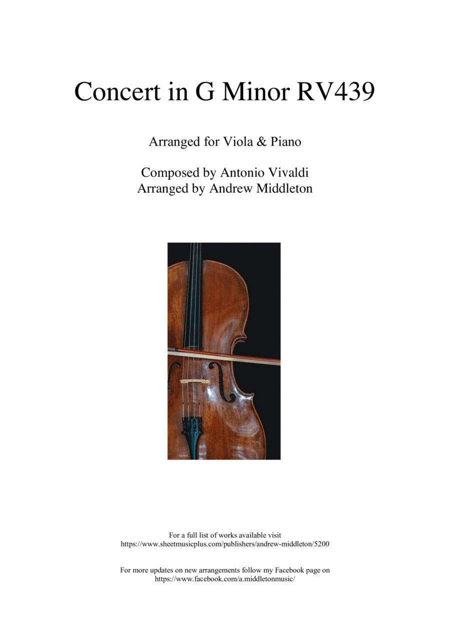 Concert in G Minor RV439 arranged for Viola and Piano (arr. Andrew Middleton)