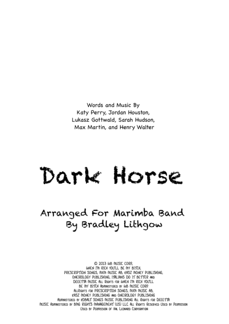 Dark Horse (arr. Bradley Lithgow)