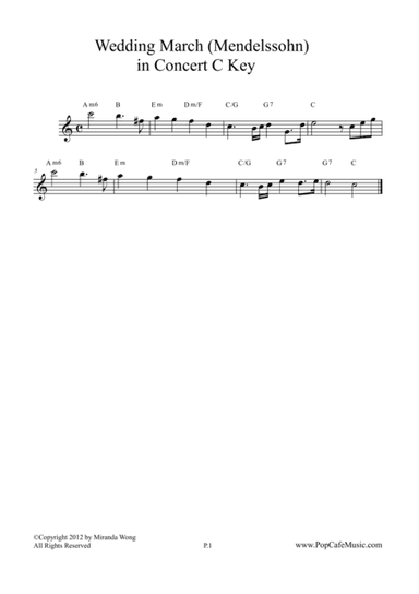 Wedding March - Mendelssohn in Concert Key (Lead) (arr. Miranda Wong)