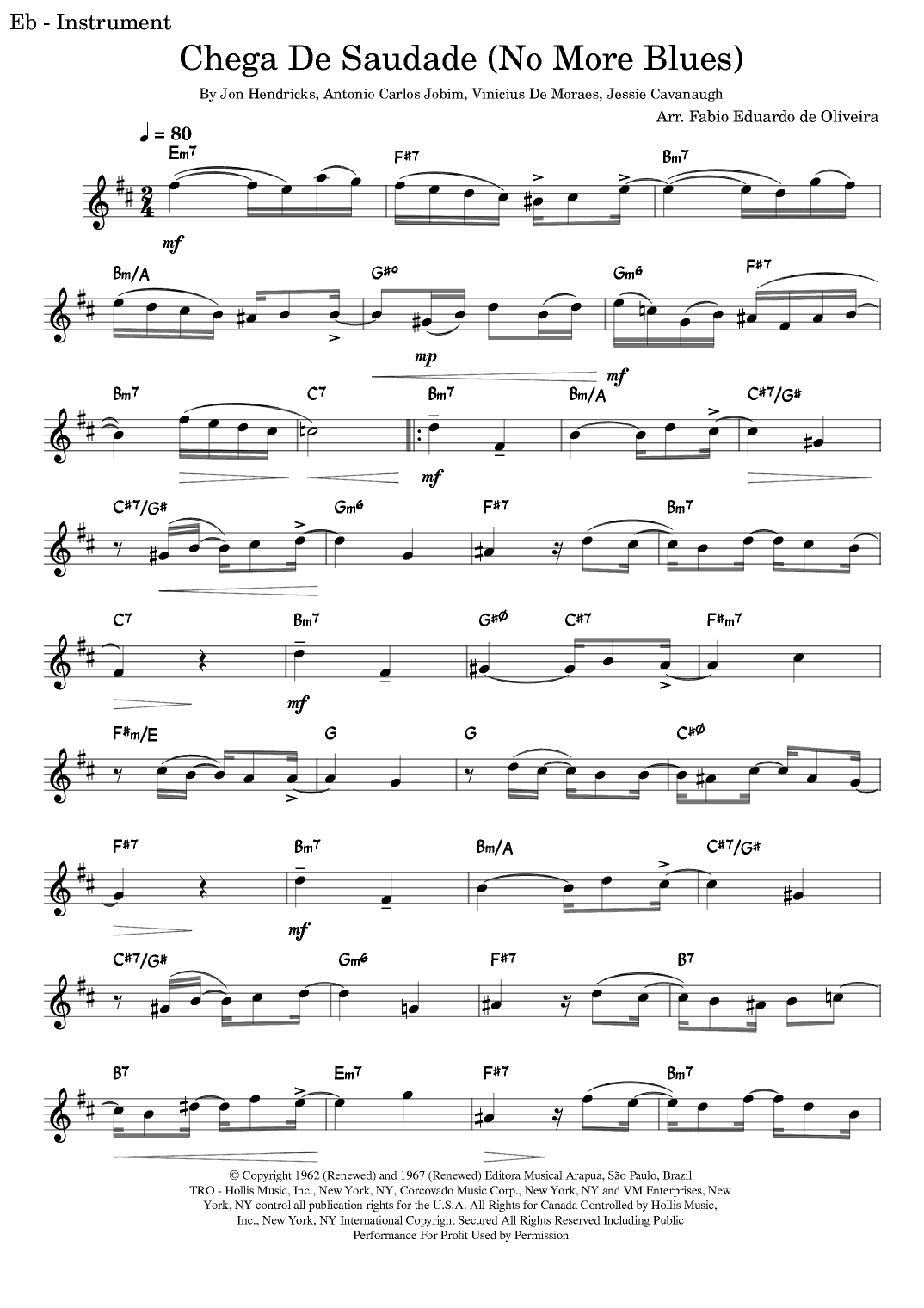 Chega De Saudade (no More Blues) (arr. Fabio Eduardo de Oliveira)