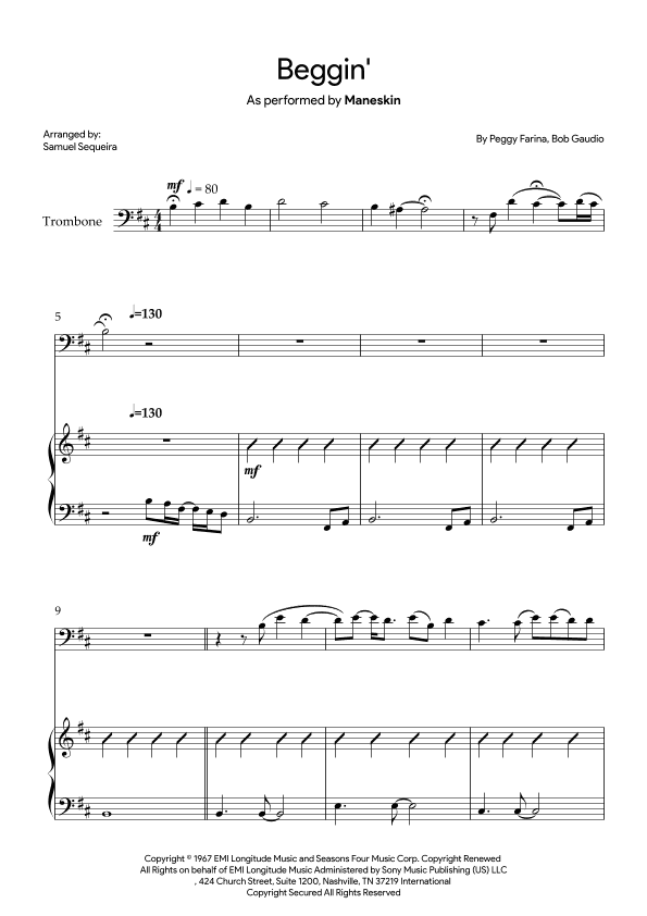 Beggin' (arr. Samuel Sequeira)